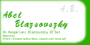 abel blazsovszky business card